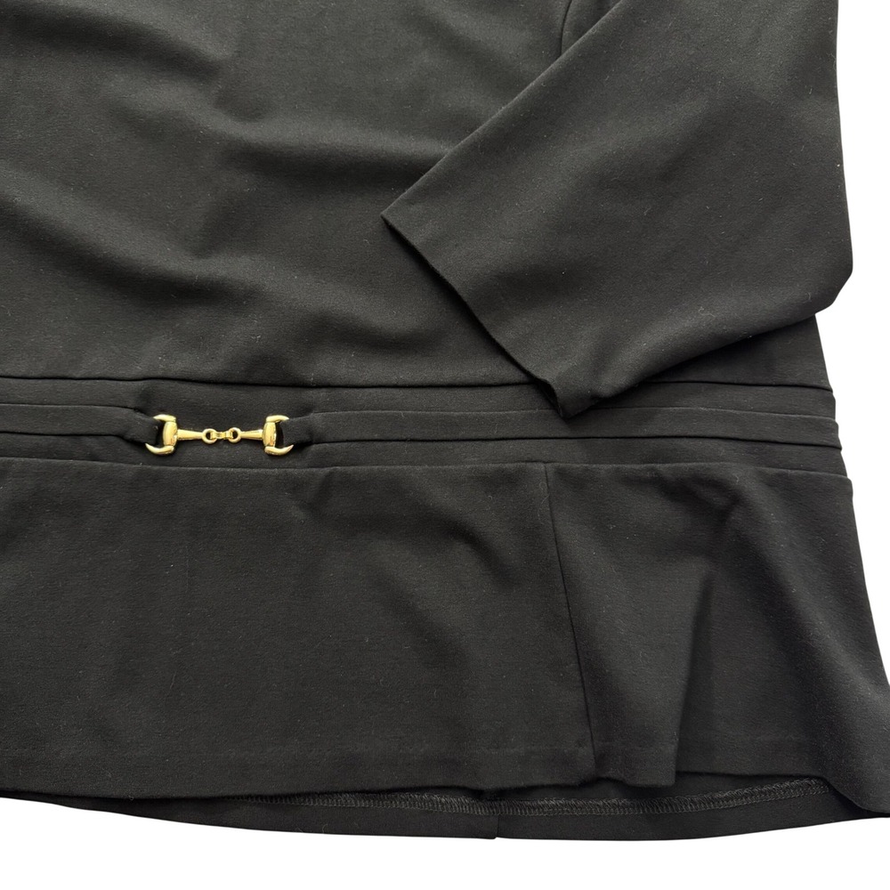 Talbots Top 3X Petite‎ Black 3/4 Sleeve Peplum Blouse Equestrian Bit Career